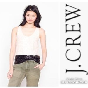 J. CREW White & Black Sequin Tank Top Size Small NWT